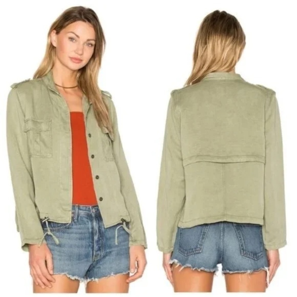 RAILS Maverick Jacket Military Safari Sage Green Top Gun Lightweight Linen large